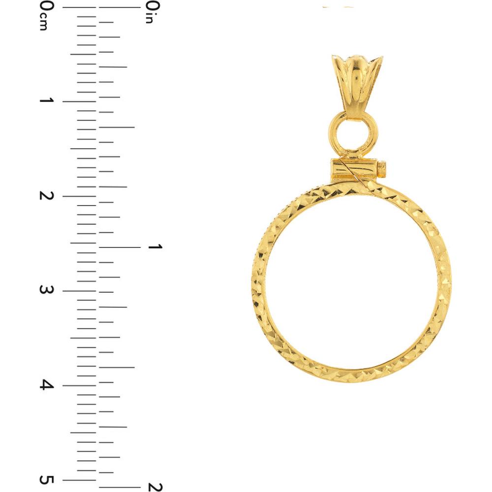 Olas d'Oro - 14K Yellow Gold Australian Kangaroo 1/4 Oz Coin Pendant with Diamond Cut Bezel