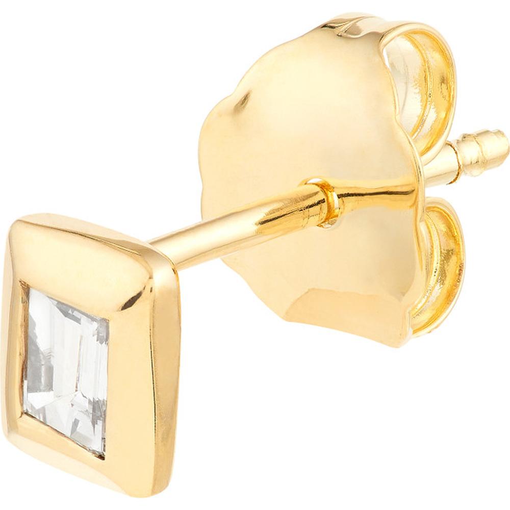 Olas d'Oro - 14K Yellow Gold Baguette Diamond Bezel Stud Earrings - 0.18 Carat Total Diamond Weight