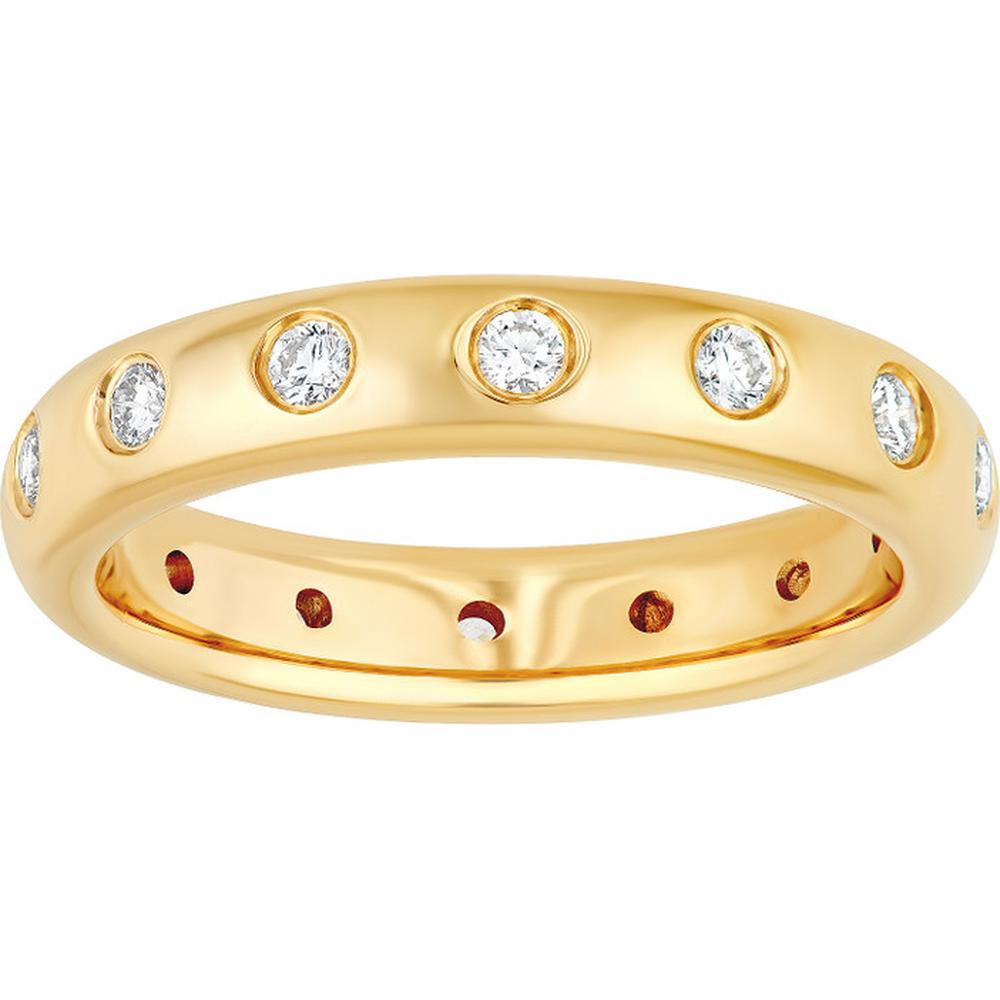 Olas d'Oro - 14K Yellow Gold Band with 1/2 Total Carat Weight Round Diamonds - 2mm Stones