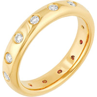 Olas d'Oro - 14K Yellow Gold Band with 1/2 Total Carat Weight Round Diamonds - 2mm Stones