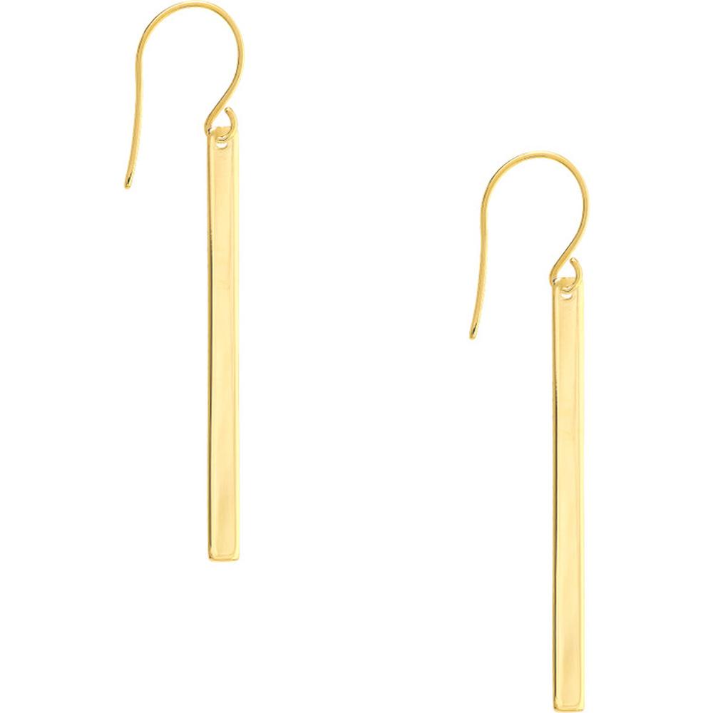 Olas d'Oro - 14K Yellow Gold Bar Dangle Earrings with Fish Hook Closure - 2.75 Grams Total Weight