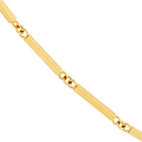 Olas d'Oro - 14K Yellow Gold Bar Station Adjustable Anklet with Pear Shape Lobster Clasp - 3.49 Grams