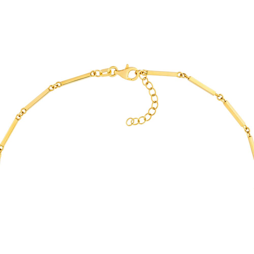 Olas d'Oro - 14K Yellow Gold Bar Station Adjustable Anklet with Pear Shape Lobster Clasp - 3.49 Grams