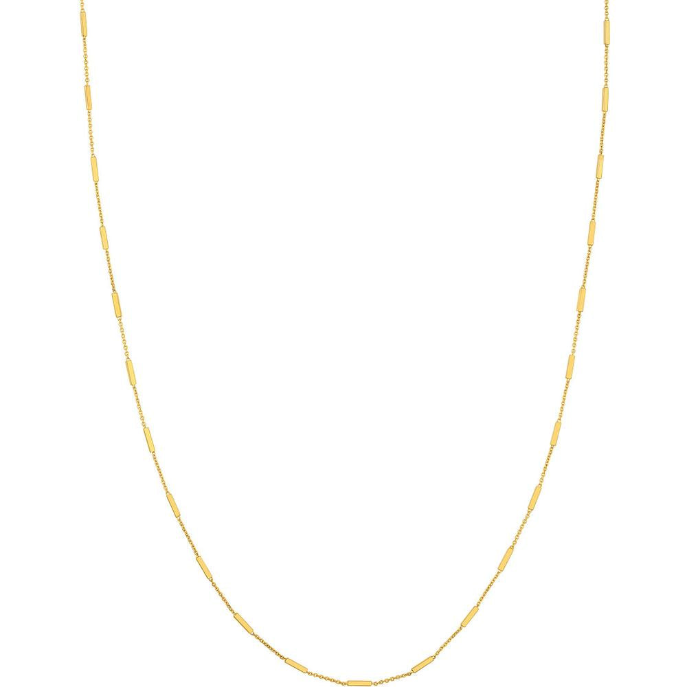 Olas d'Oro - 14K Yellow Gold Bar Station Cable Chain Necklace - 20" Length