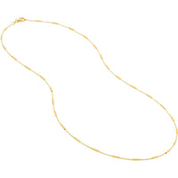 Olas d'Oro - 14K Yellow Gold Bar Station Cable Chain Necklace - 20" Length