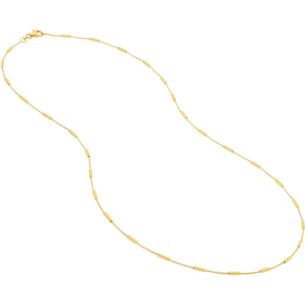 Olas d'Oro - 14K Yellow Gold Bar Station Cable Chain Necklace - 20" Length