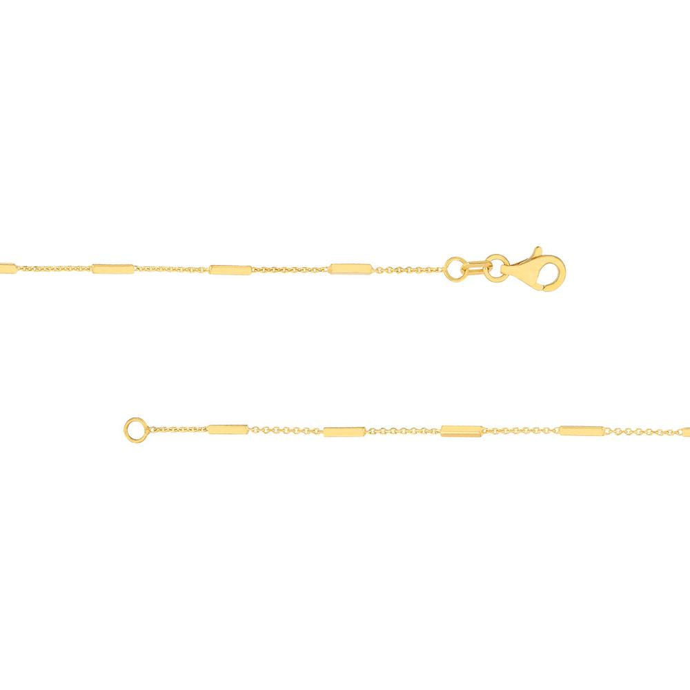 Olas d'Oro - 14K Yellow Gold Bar Station Cable Chain Necklace - 20" Length