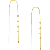Olas d'Oro - 14K Yellow Gold Bead Accent Threader Earrings 1.12 Grams Total Weight