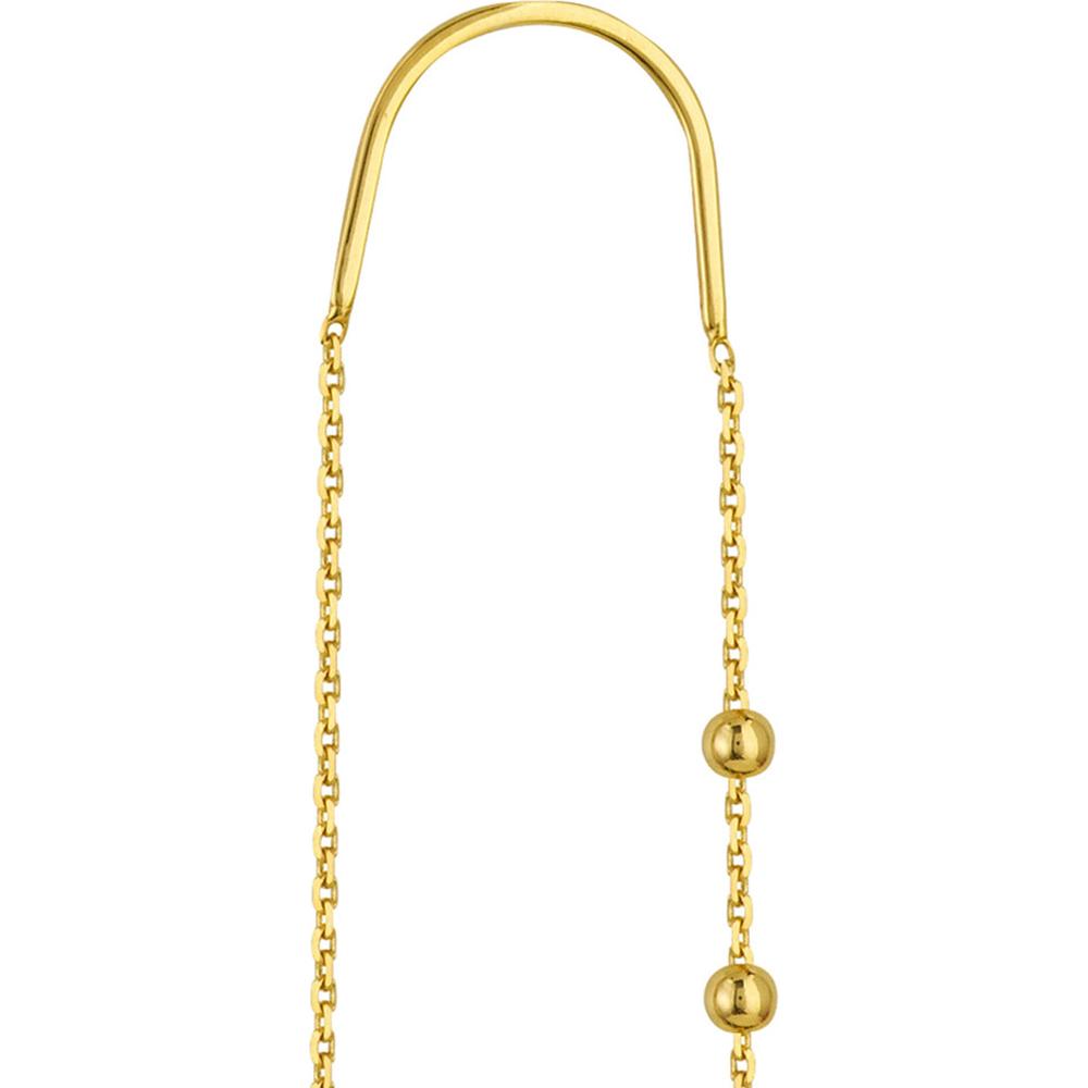 Olas d'Oro - 14K Yellow Gold Bead Accent Threader Earrings 1.12 Grams Total Weight
