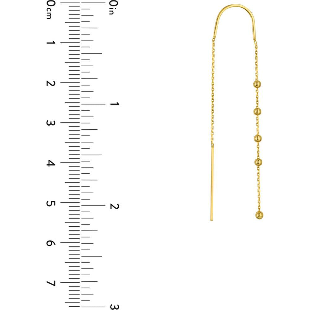 Olas d'Oro - 14K Yellow Gold Bead Accent Threader Earrings 1.12 Grams Total Weight