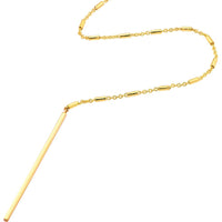 Olas d'Oro - 14K Yellow Gold Bead and Bar Adjustable Lariat Necklace - 3.04 Grams Weight