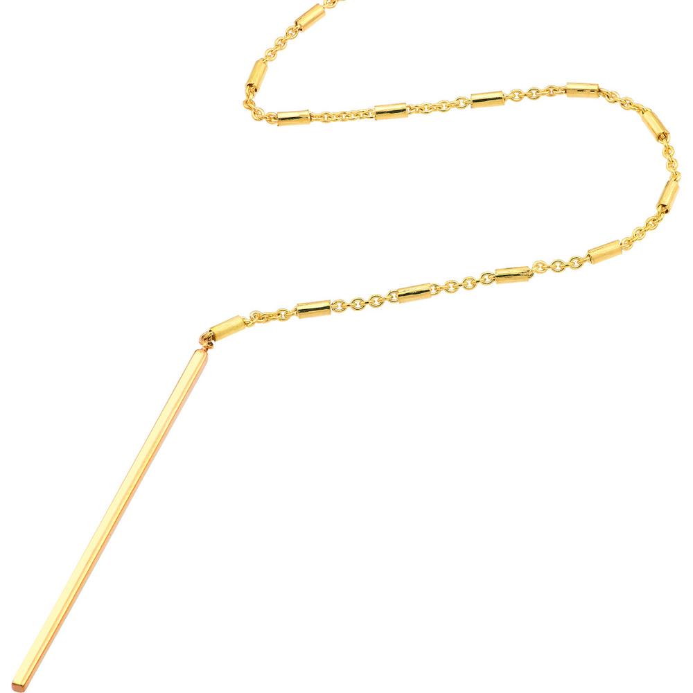 Olas d'Oro - 14K Yellow Gold Bead and Bar Adjustable Lariat Necklace - 3.04 Grams Weight