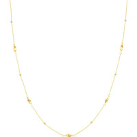 Olas d'Oro - 14K Yellow Gold Bead and Marquise Stations Necklace - Elegant Fine Jewelry