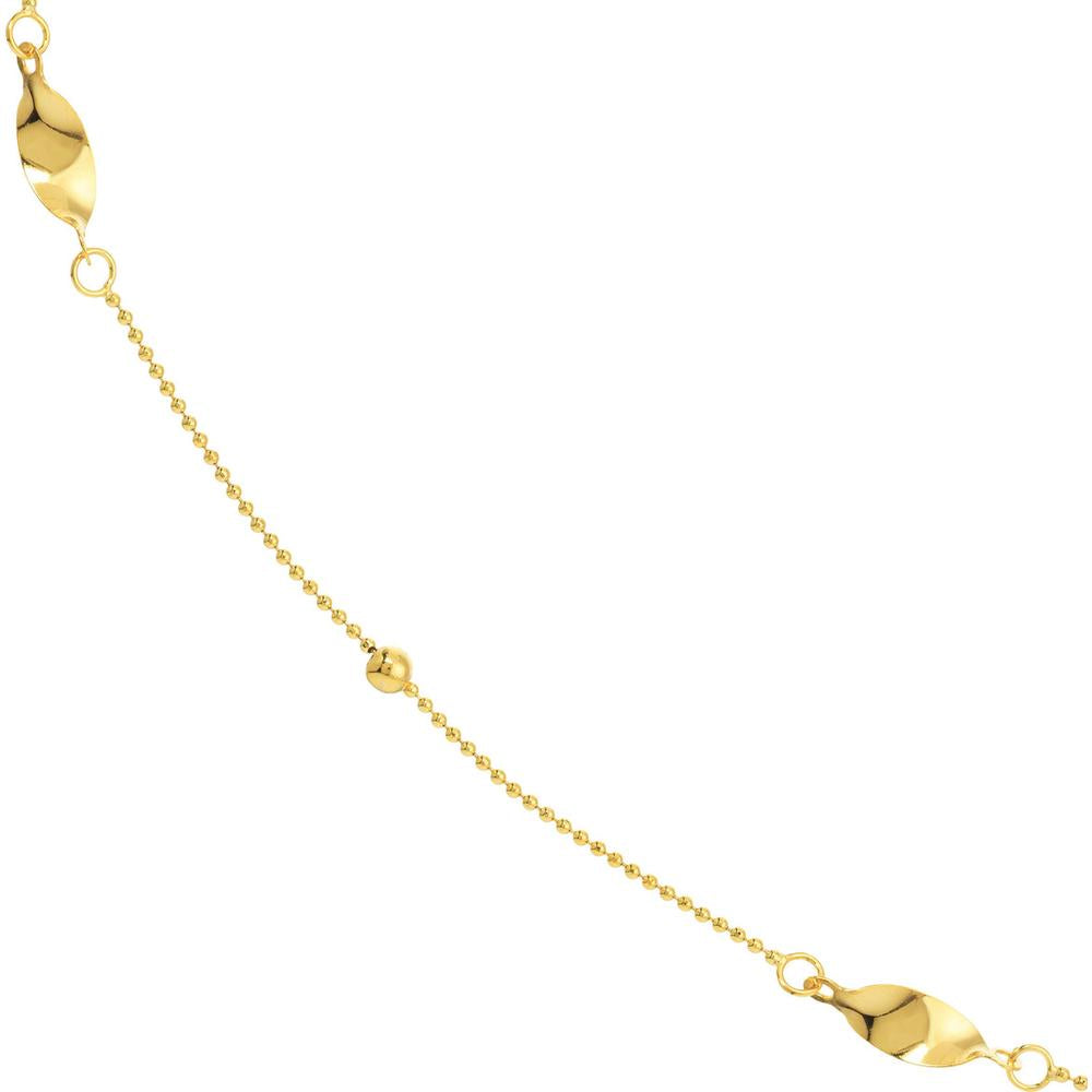 Olas d'Oro - 14K Yellow Gold Bead and Marquise Stations Necklace - Elegant Fine Jewelry