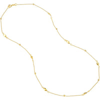 Olas d'Oro - 14K Yellow Gold Bead and Marquise Stations Necklace - Elegant Fine Jewelry