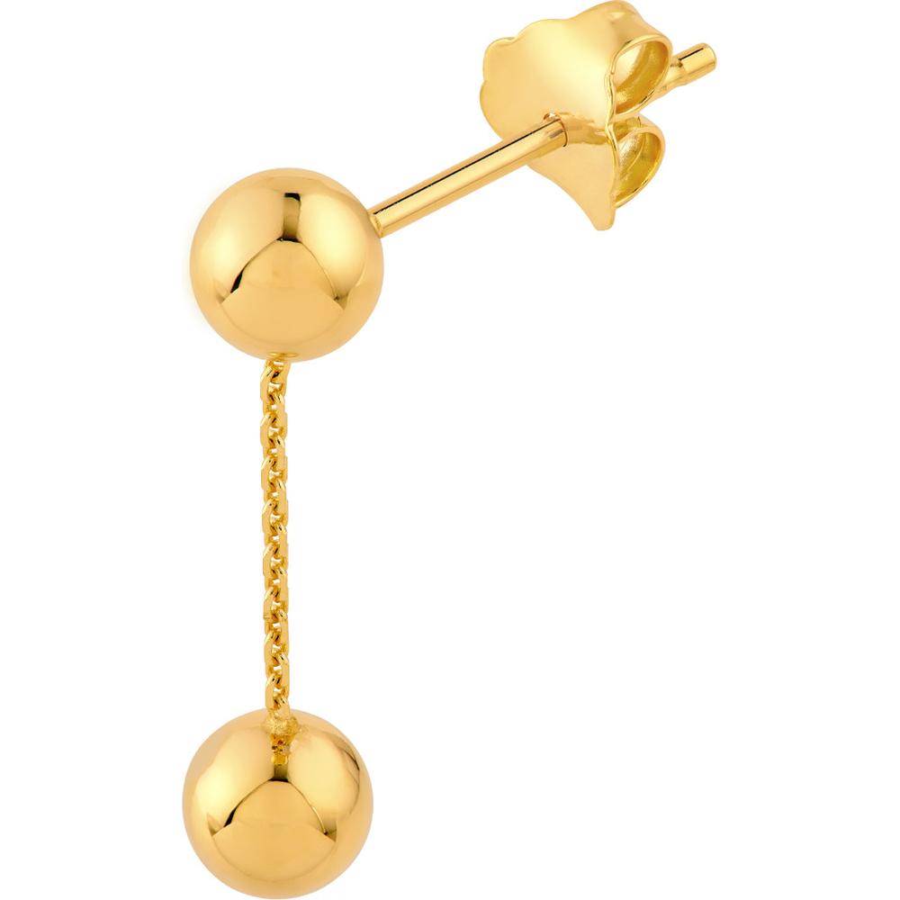 Olas d'Oro - 14K Yellow Gold Bead Cable Chain Dangle Earrings - 1.50 Grams Total Weight