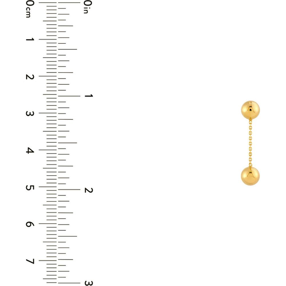 Olas d'Oro - 14K Yellow Gold Bead Cable Chain Dangle Earrings - 1.50 Grams Total Weight