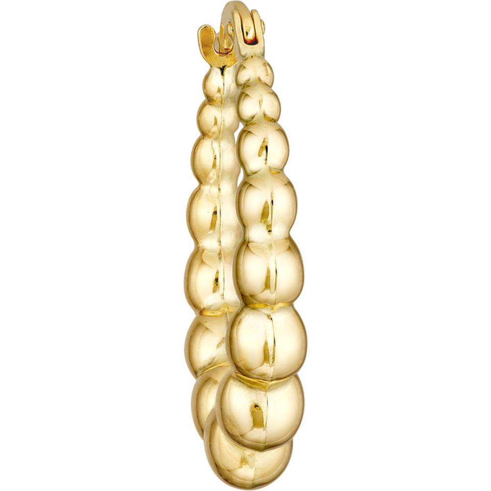 Olas d'Oro - 14K Yellow Gold Bead Hoop Earrings with Hinge Closure - 2.50 Grams Total Weight