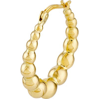 Olas d'Oro - 14K Yellow Gold Bead Hoop Earrings with Hinge Closure - 2.50 Grams Total Weight