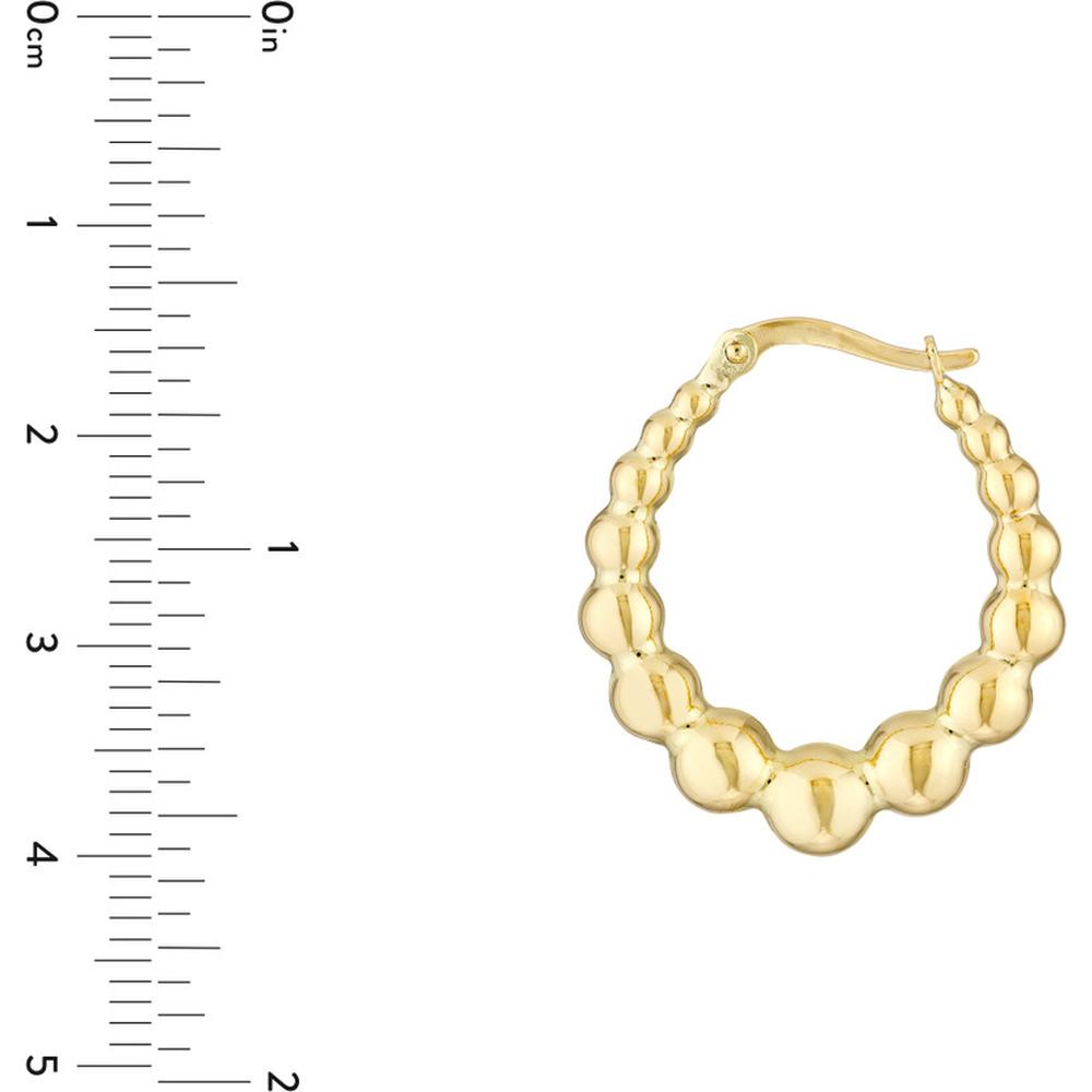 Olas d'Oro - 14K Yellow Gold Bead Hoop Earrings with Hinge Closure - 2.50 Grams Total Weight