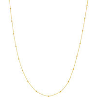 Olas d'Oro - 14K Yellow Gold Bead Station Adjustable Necklace - 2mm Bead Stations, Lobster Clasp