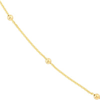 Olas d'Oro - 14K Yellow Gold Bead Station Adjustable Necklace - 2mm Bead Stations, Lobster Clasp