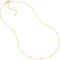 Olas d'Oro - 14K Yellow Gold Bead Station Adjustable Necklace - 2mm Bead Stations, Lobster Clasp