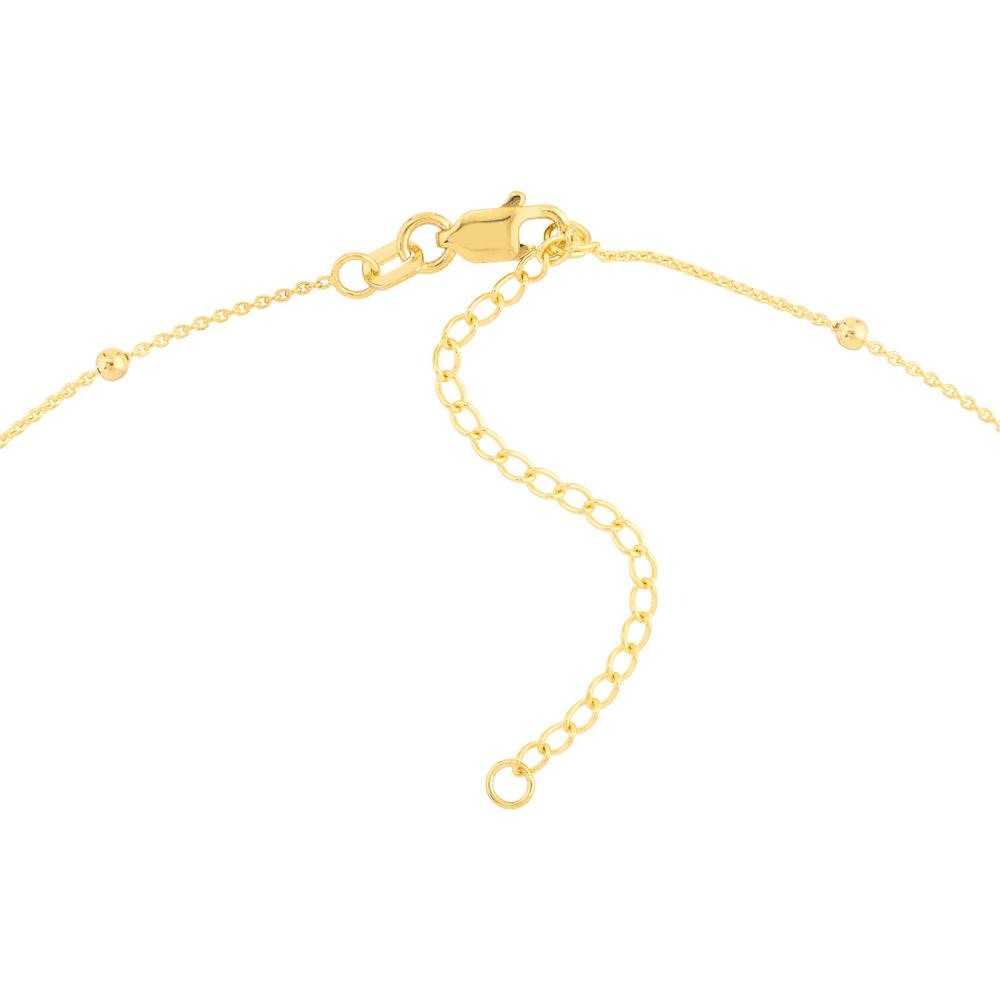 Olas d'Oro - 14K Yellow Gold Bead Station Adjustable Necklace - 2mm Bead Stations, Lobster Clasp