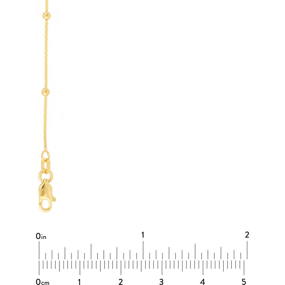 Olas d'Oro - 14K Yellow Gold Bead Station Adjustable Necklace - 2mm Bead Stations, Lobster Clasp
