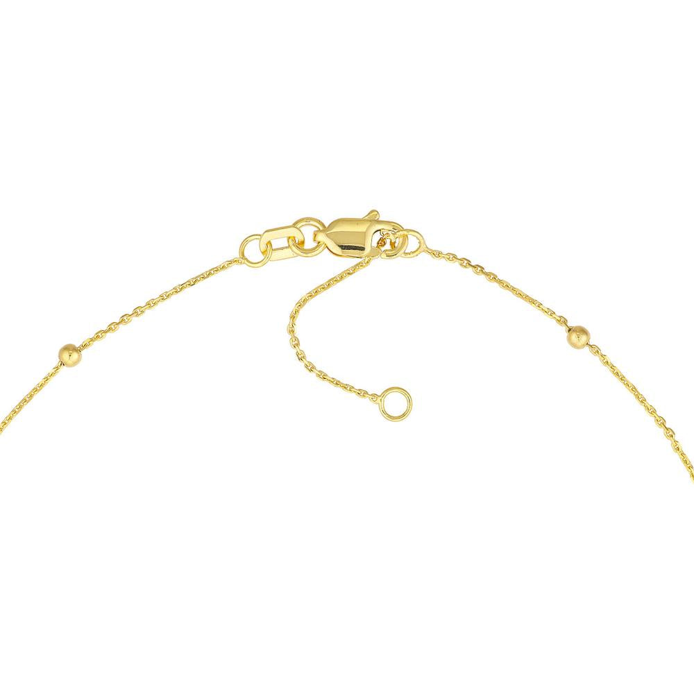 Olas d'Oro - 14K Yellow Gold Bead Station Anklet with Lobster Clasp Adjustable 9-10 Inch Length