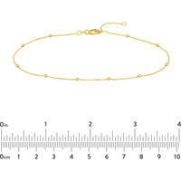 Olas d'Oro - 14K Yellow Gold Bead Station Anklet with Lobster Clasp Adjustable 9-10 Inch Length