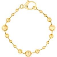 Olas d'Oro - 14K Yellow Gold Bead Station Bracelet with Diamond Lobster Clasp - 0.02 Carat Total Diamond Weight