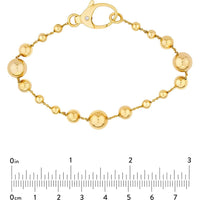 Olas d'Oro - 14K Yellow Gold Bead Station Bracelet with Diamond Lobster Clasp - 0.02 Carat Total Diamond Weight
