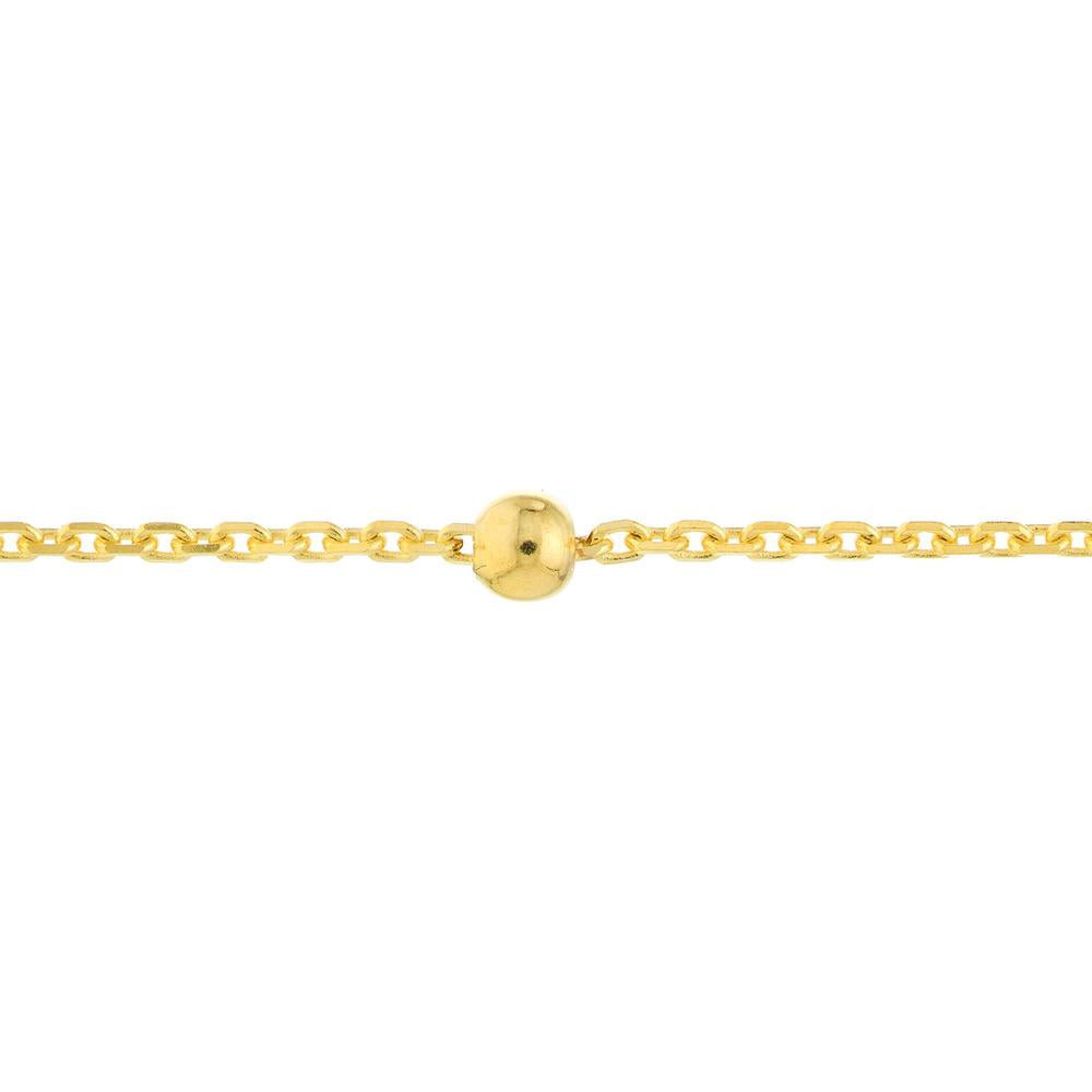Olas d'Oro - 14K Yellow Gold Bead Station Diamond-Cut Cable Chain Bracelet