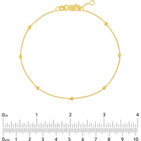 Olas d'Oro - 14K Yellow Gold Bead Station Diamond-Cut Cable Chain Bracelet