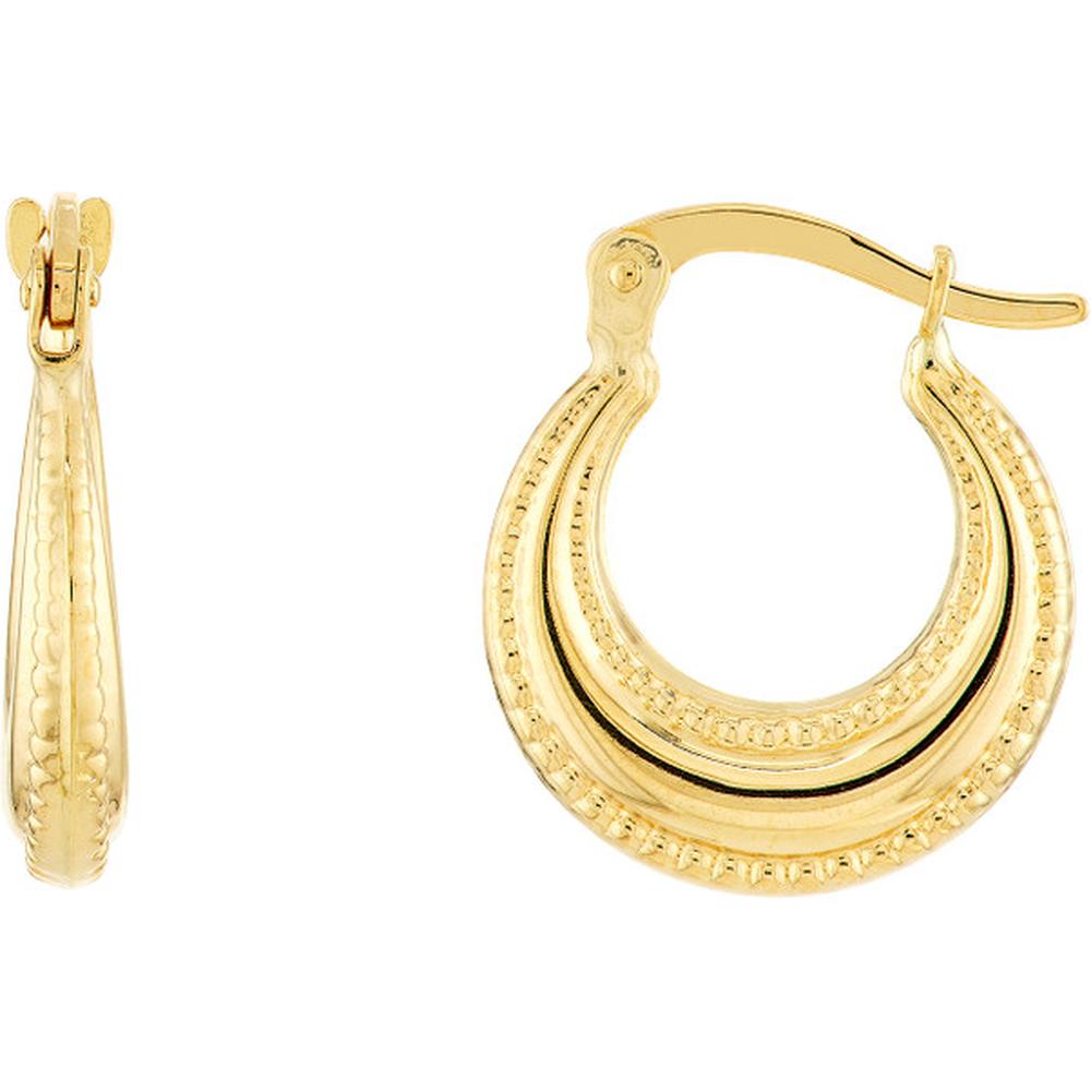 Olas d'Oro - 14K Yellow Gold Beaded Edge Mini Hoop Earrings - 1.20 Grams Total Weight