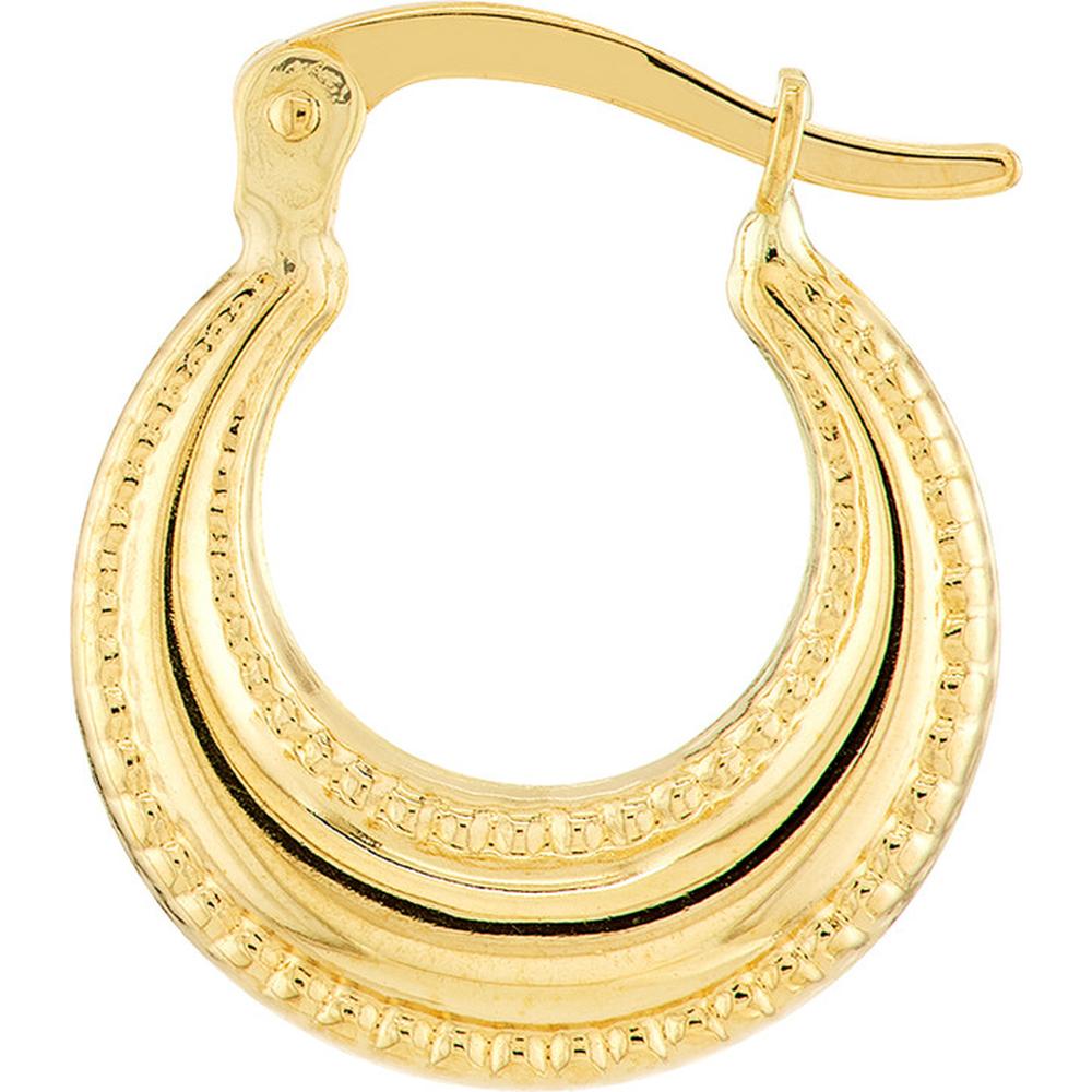 Olas d'Oro - 14K Yellow Gold Beaded Edge Mini Hoop Earrings - 1.20 Grams Total Weight