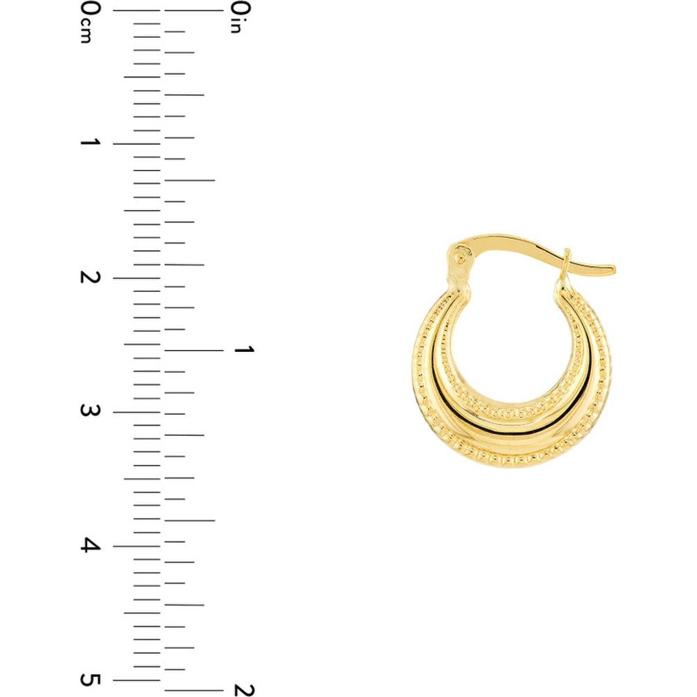Olas d'Oro - 14K Yellow Gold Beaded Edge Mini Hoop Earrings - 1.20 Grams Total Weight