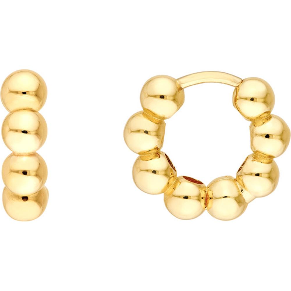 Olas d'Oro - 14K Yellow Gold Beaded Huggie Earrings - 3.87 Grams Total Weight