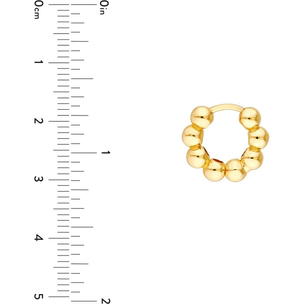 Olas d'Oro - 14K Yellow Gold Beaded Huggie Earrings - 3.87 Grams Total Weight