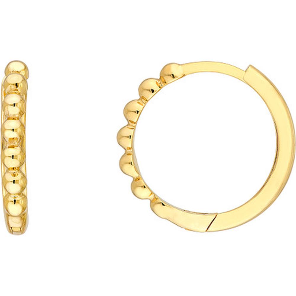 Olas d'Oro - 14K Yellow Gold Beaded Huggie Hoop Earrings - 1.72 Grams Total Weight