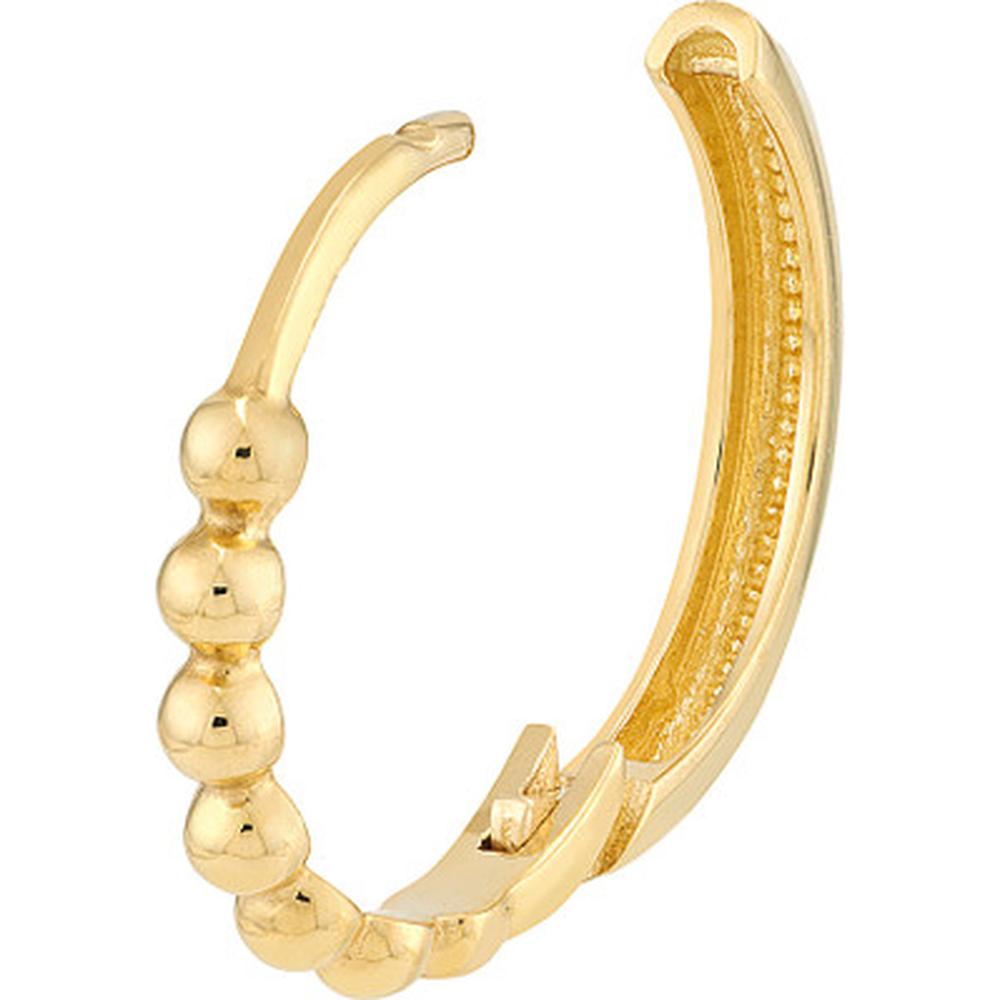 Olas d'Oro - 14K Yellow Gold Beaded Huggie Hoop Earrings - 1.72 Grams Total Weight