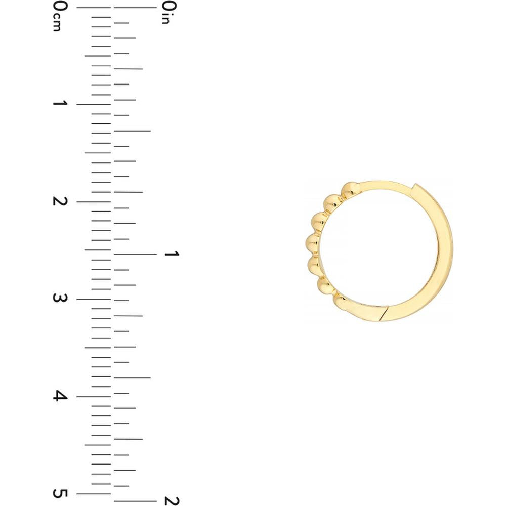 Olas d'Oro - 14K Yellow Gold Beaded Huggie Hoop Earrings - 1.72 Grams Total Weight