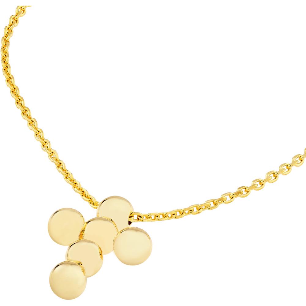 Olas d'Oro - 14K Yellow Gold Beaded Mini Cross Adjustable Necklace - 2.59 Grams Total Weight