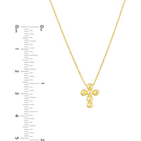 Olas d'Oro - 14K Yellow Gold Beaded Mini Cross Adjustable Necklace - 2.59 Grams Total Weight