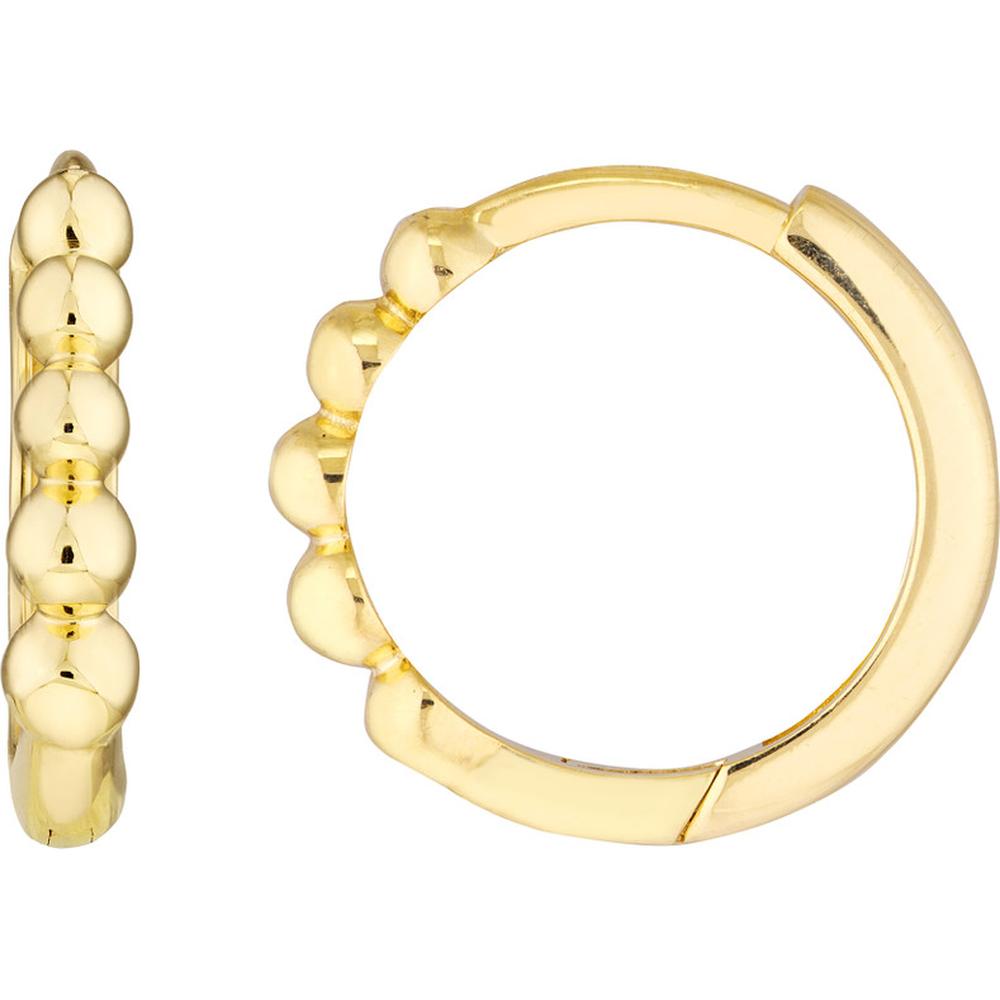 Olas d'Oro - 14K Yellow Gold Beaded Mini Huggie Earrings - 1.55 Grams