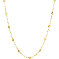 Olas d'Oro - 14K Yellow Gold Beaded Paper Clip Chain Necklace - 18" Length