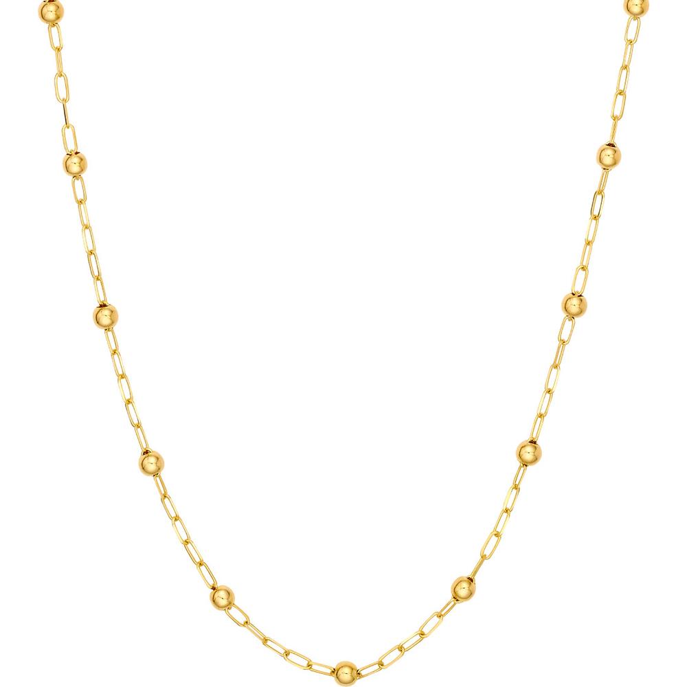 Olas d'Oro - 14K Yellow Gold Beaded Paper Clip Chain Necklace - 18" Length