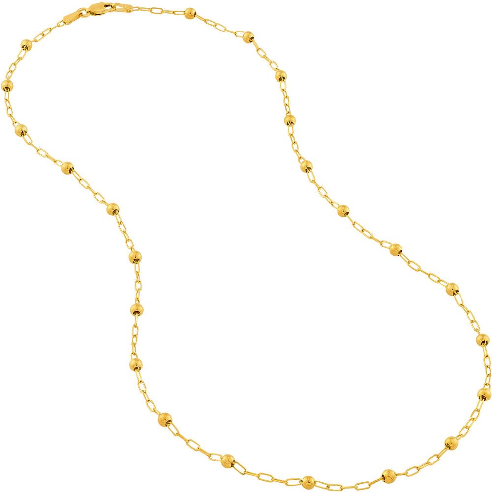 Olas d'Oro - 14K Yellow Gold Beaded Paper Clip Chain Necklace - 18" Length