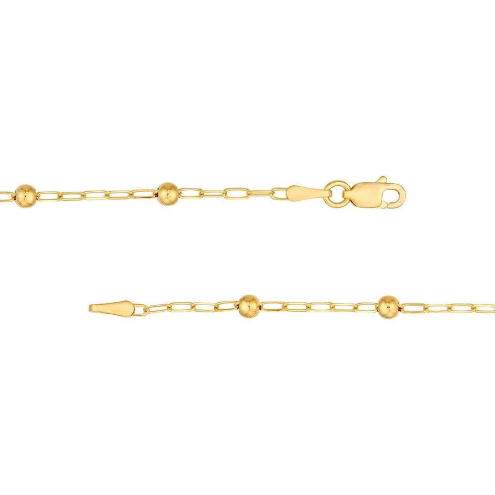 Olas d'Oro - 14K Yellow Gold Beaded Paper Clip Chain Necklace - 18" Length